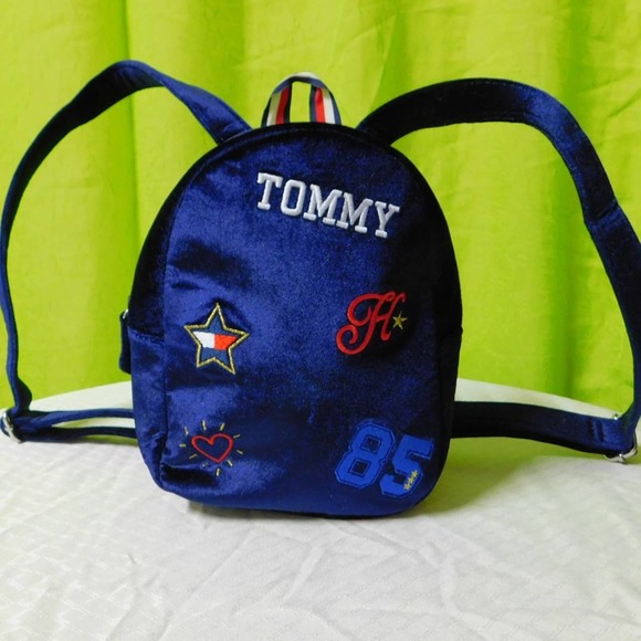 Tommy Hilfiger Handbags - Small Tommy Hilfiger Blue Velvet embroidered backpack